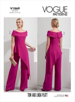 Vogue V1869B5 Petite Top ve Pantolon Geniş Bacak Kadınlar için Kesim Deseni Seti, Code V1869, Çok Renkli, Beden 8-10-12-14-16