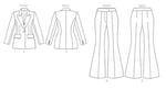 Vogue V1870Y5 dolgulu kadın ceketi ve pantolon, bacak kesim desenli set, Code V1870, çok renkli, beden 18-20-22-24-26