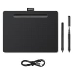 Wacom Intuos Medium çizim tableti, çizim ve fotoğraf düzenleme için tablet, basınca duyarlı kalemli, siyah, ev ofis ve e-öğrenme için ideal - Seçenekler: Small, Medium, Kablo, Kablo + Bluetooth