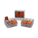 WAGO 10 adet Wago 221-413 bağlantı terminali 3 damarlı kollu 0,2-4 mm², küçük şekil, şeffaf