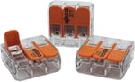 WAGO 10 adet Wago 221-413 bağlantı terminali 3 damarlı kollu 0,2-4 mm², küçük şekil, şeffaf