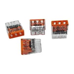 WAGO 100 Adet 2273-203 Compact Bağlantı Kutusu Kelepçesi Ø 0,5-2,5 mm², 3 kutuplu, şeffaf/turuncu