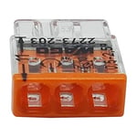 WAGO 100 Adet 2273-203 Compact Bağlantı Kutusu Kelepçesi Ø 0,5-2,5 mm², 3 kutuplu, şeffaf/turuncu