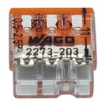 WAGO 100 Adet 2273-203 Compact Bağlantı Kutusu Kelepçesi Ø 0,5-2,5 mm², 3 kutuplu, şeffaf/turuncu