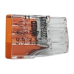 WAGO 100 Adet 2273-203 Compact Bağlantı Kutusu Kelepçesi Ø 0,5-2,5 mm², 3 kutuplu, şeffaf/turuncu