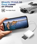 Wahbite Apple Lightning SD Kart Kamera Okuyucu, Trail Kamera Görüntüleyici, SD Hafıza Kartı Adaptörü, iPhone 14/13/12/11/XS/XR/X/8/7/iPad, Tak nane Çalıştır, Wahbite, Beyaz-f