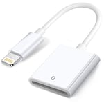 Wahbite Apple Lightning SD Kart Kamera Okuyucu, Trail Kamera Görüntüleyici, SD Hafıza Kartı Adaptörü, iPhone 14/13/12/11/XS/XR/X/8/7/iPad, Tak nane Çalıştır, Wahbite, Beyaz-f