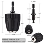 Walfront SDS Matkap aynası adaptörü 3/8‑24unf 0,8‑10 mm Anahtarsız Matkap Ucu Chuck Clip 1/4 inç Altıgen Şaft Adaptörlü