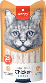 Wanpy Tavuklu&Yengeçli 25 * 14 gr Krema Kedi Ödülü