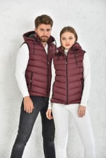 WAPP UNİSEX BORDO JEL DOLGU KAPÜŞONLU ŞİŞME YELEK L t-43-