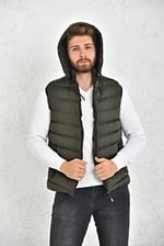 WAPP UNİSEX HAKİ JEL DOLGU KAPÜŞONLU ŞİŞME YELEK L t-48-