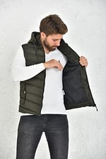 WAPP UNİSEX HAKİ JEL DOLGU KAPÜŞONLU ŞİŞME YELEK L t-48-