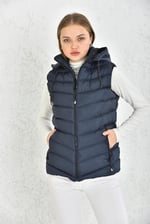WAPP UNİSEX LACİVERT JEL DOLGU KAPÜŞONLU ŞİŞME YELEK XL t-72