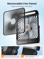 Warmco 20000mAh 8 inç Taşınabilir Kamp Fanı, 48 Saat Maksimum Çalışma Süresi, LED Işık, Sessiz İnce Pille Çalışan Kişisel Masa Fanı Ofis, Seyahat, Yatak Odası, Dış Mekan için Dijital Ekranlı