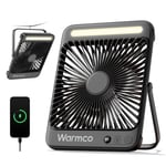 Warmco 20000mAh 8 inç Taşınabilir Kamp Fanı, 48 Saat Maksimum Çalışma Süresi, LED Işık, Sessiz İnce Pille Çalışan Kişisel Masa Fanı Ofis, Seyahat, Yatak Odası, Dış Mekan için Dijital Ekranlı