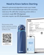 WATERH Boost Yalıtımlı Paslanmaz Çelik Akıllı Su Şişesi, 32 oz Bluetooth Akıllı İzleyici ve İçki Hatırlatma (Mavi)