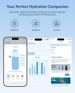 WATERH Boost Yalıtımlı Paslanmaz Çelik Akıllı Su Şişesi, 32 oz Bluetooth Akıllı İzleyici ve İçki Hatırlatma (Beyaz)