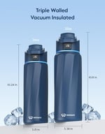 WATERH Su İçmeyi Hatırlatan Akıllı Su Şişesi, 24 oz BPA İçermeyen Paslanmaz Çelik Vakum Yalıtımlı Su Şişesi, APP'li Geniş Ağızlı Su Takip Şişesi, Hediye için İdeal - Mavi