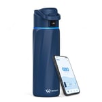 WATERH Su İçmeyi Hatırlatan Akıllı Su Şişesi, 24 oz BPA İçermeyen Paslanmaz Çelik Vakum Yalıtımlı Su Şişesi, APP'li Geniş Ağızlı Su Takip Şişesi, Hediye için İdeal - Mavi