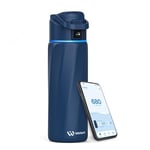 WATERH Su İçmeyi Hatırlatan Akıllı Su Şişesi, 24 oz BPA İçermeyen Paslanmaz Çelik Vakum Yalıtımlı Su Şişesi, APP'li Geniş Ağızlı Su Takip Şişesi, Hediye için İdeal - Mavi