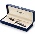 WATERMAN Expert Lake Siyah Krom Tasarımlı Tükenmez Kalem, Orta Kalınlıkta Uç, Mavi Mürekkep (S0951800)