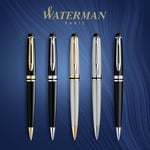 WATERMAN Expert Lake Siyah Krom Tasarımlı Tükenmez Kalem, Orta Kalınlıkta Uç, Mavi Mürekkep (S0951800)