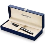 WATERMAN Expert Lake Siyah Krom Tasarımlı Tükenmez Kalem, Orta Kalınlıkta Uç, Mavi Mürekkep (S0951800)