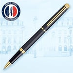 Waterman Hemisphere Mat Siyah Altın Tasarımlı Roller Kalem, Ince Uç, Siyah Mürekkep
