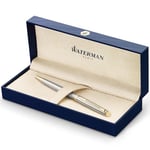 Waterman Hemisphere Paslanmaz Çelik Altın Tasarımlı Tükenmez Kalem, Orta Kalınlıkta Uç, Mavi Mürekkep