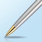Waterman Hemisphere Paslanmaz Çelik Altın Tasarımlı Tükenmez Kalem, Orta Kalınlıkta Uç, Mavi Mürekkep