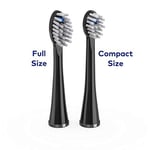 Waterpik Sonic-Fusion Diş Fırçası SFFB-2EB için Kapaklı Tam Boy Yedek Fırça Başlıkları 2 Adet Siyah