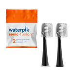 Waterpik Sonic-Fusion Diş Fırçası SFFB-2EB için Kapaklı Tam Boy Yedek Fırça Başlıkları 2 Adet Siyah