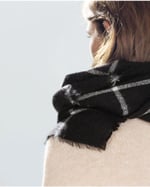 Wearflawless Çizgi Desenli Ekose Kalın Atkı siyah Tek Ebat