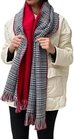 Wearflawless Ekose Desenli Yün Dokulu Çift Taraflı Atkı Şal-1