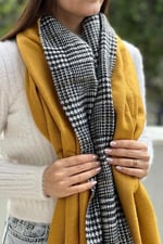 Wearflawless Ekose Desenli Yün Dokulu Çift Taraflı Atkı Şal-1