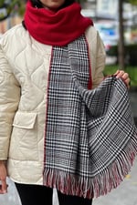 Wearflawless Ekose Desenli Yün Dokulu Çift Taraflı Atkı Şal-1