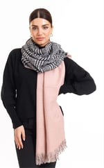 Wearflawless Ekose Desenli Yün Dokulu Çift Taraflı Atkı Şal pudra Tek Ebat