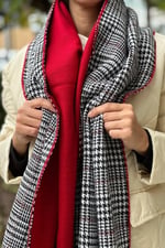 Wearflawless Ekose Desenli Yün Dokulu Çift Taraflı Atkı Şal-1