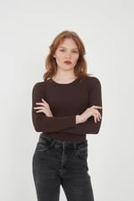 Wearflawless Kadın 2' Li Bisiklet Yaka Uzun Kollu Fitilli Bluz Set