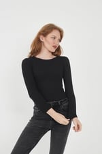 Wearflawless Kadın 2' Li Bisiklet Yaka Uzun Kollu Fitilli Bluz Set