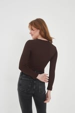 Wearflawless Kadın 2' Li Bisiklet Yaka Uzun Kollu Fitilli Bluz Set