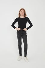 Wearflawless Kadın Bisiklet Yaka Uzun Kollu Fitilli Bluz