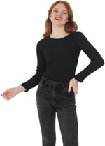 Wearflawless Kadın Bisiklet Yaka Uzun Kollu Fitilli Bluz