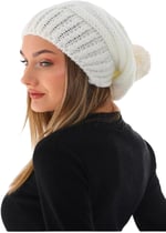 Wearflawless Kadın Kalın Örgü Ponponlu Bere-1
