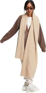 Wearflawless Unisex Sade Kalın Yumuşak Bej Atkı-1