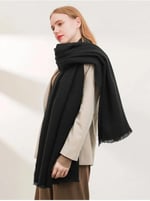 Wearflawless Unisex Sade Kalın Yumuşak Siyah Atkı siyah Tek Ebat