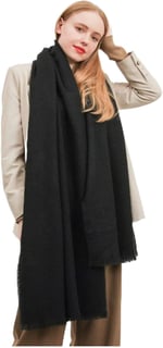 Wearflawless Unisex Sade Kalın Yumuşak Siyah Atkı siyah Tek Ebat