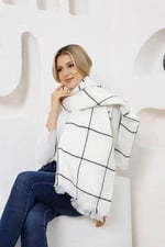 Wearflawless Yumuşak Dokulu Çizgili Atkı beyaz siyah çizgili Tek Ebat