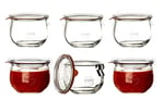 Weck Hava Geçirmez Clip-Close Kapalı Tulip 580 Ml Kapaklı Kap 100 Mm, 6 Adet, Cam, Şeffaf, 6