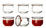 Weck Hava Geçirmez Clip-Close Kapalı Tulip 580 Ml Kapaklı Kap 100 Mm, 6 Adet, Cam, Şeffaf, 6